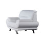 Siaa 47 Inch Sofa Chair, White Faux Leather Upholstery, Chrome Metal, Wood By Casagear Home