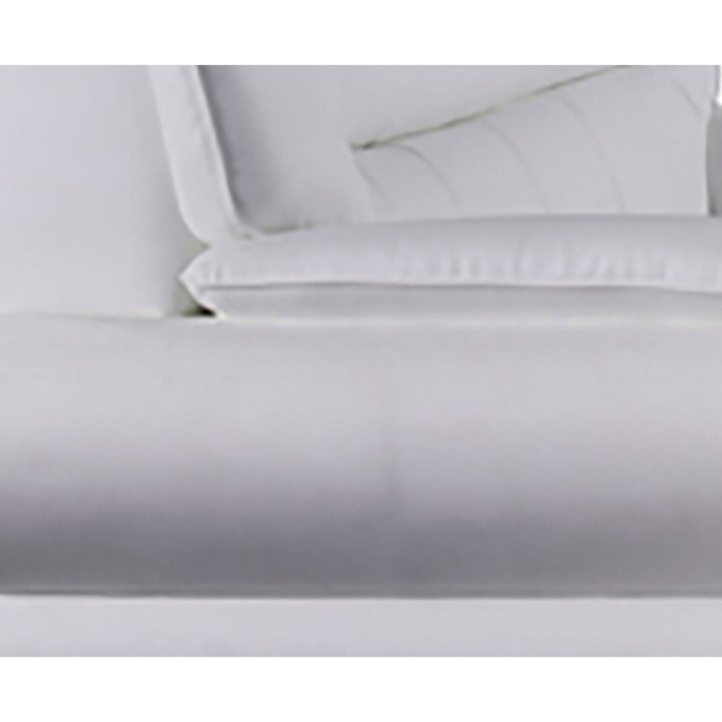 Siaa 57 Inch Loveseat White Faux Leather Upholstery Chrome Metal Wood By Casagear Home BM315009