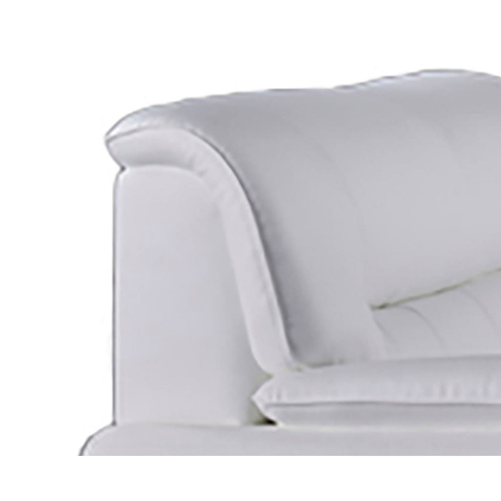 Siaa 57 Inch Loveseat White Faux Leather Upholstery Chrome Metal Wood By Casagear Home BM315009