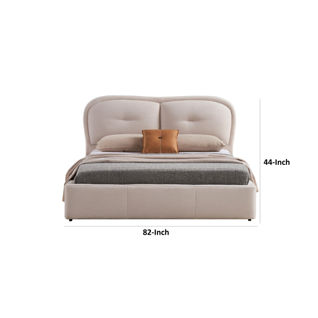 Kia California King Bed Low Profile Ivory Upholstered Pillow Headboard By Casagear Home BM315014