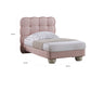 Jeny Full Size Bed Pink Leather Upholstered Tufted Headboard Wood By Casagear Home BM315017