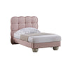 Jeny Full Size Bed, Pink Leather Upholstered Tufted Headboard, Wood By Casagear Home