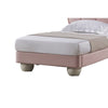 Jeny Twin Size Bed Pink Leather Upholstered Tufted Headboard Wood By Casagear Home BM315019