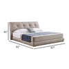 Soen Queen Size Bed Beige Leather Tufted Upholstery Low Profile Wood By Casagear Home BM315020