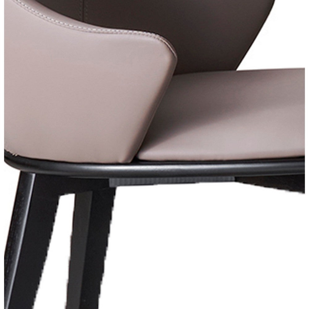 Mry 23 Inch Dining Chair Set of 2 Padded Tall Back Beige Faux Leather By Casagear Home BM315026