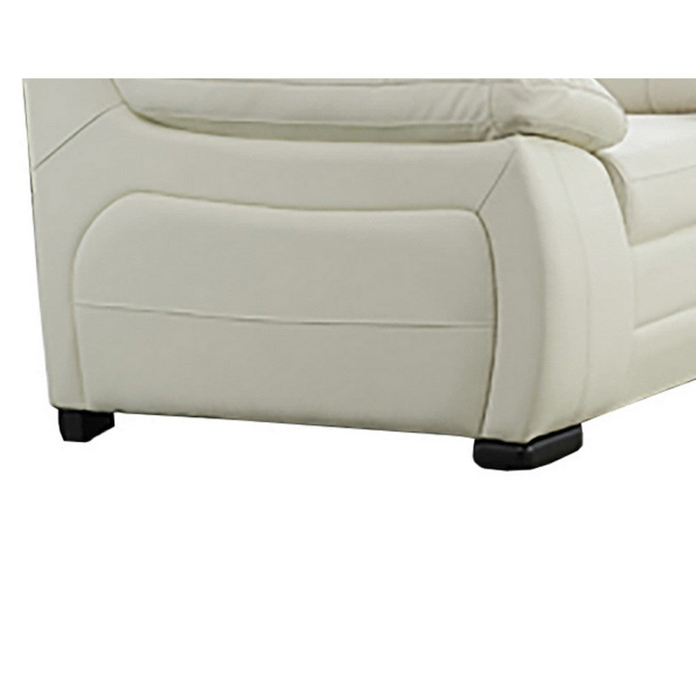 Myn 47 Inch Sofa Chair Ivory Tufted Italian Leather Upholstery Cushioned By Casagear Home BM315032