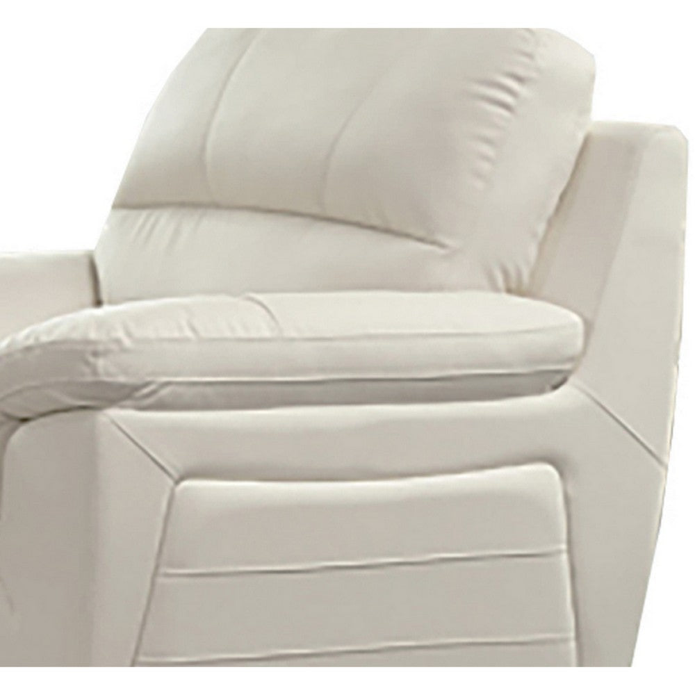 Gie 46 Inch Sofa Chair Ivory Tufted Italian Leather Upholstery Cushioned By Casagear Home BM315033