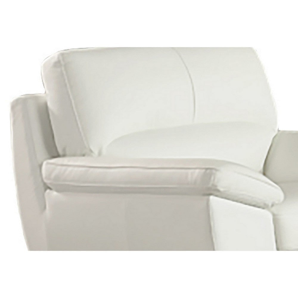 Fina 48 Inch Accent Sofa Chair Cushioned White Tufted Italian Leather By Casagear Home BM315035