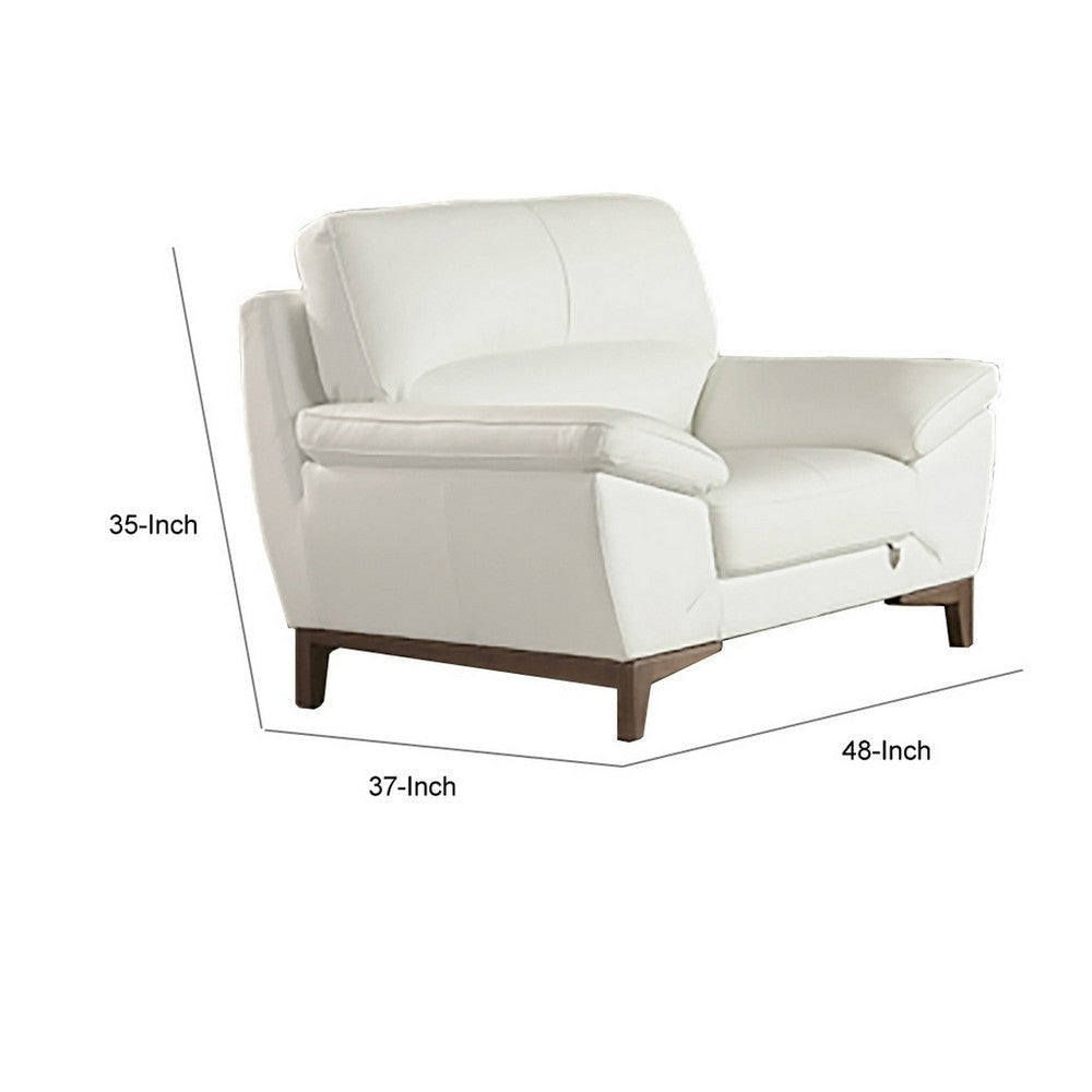 Fina 48 Inch Accent Sofa Chair Cushioned White Tufted Italian Leather By Casagear Home BM315035