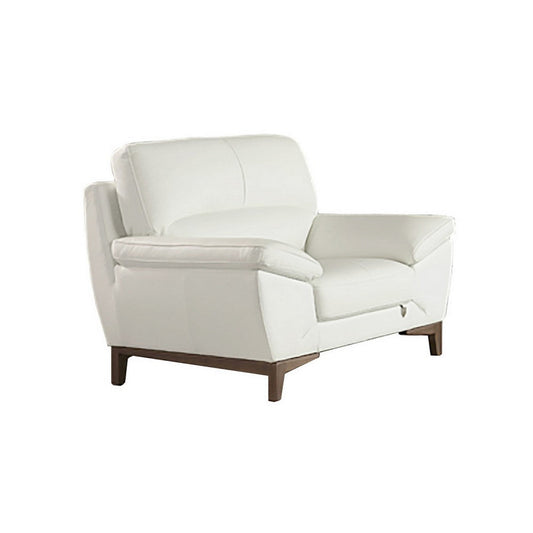 Fina 48 Inch Accent Sofa Chair, Cushioned, White Tufted Italian Leather By Casagear Home