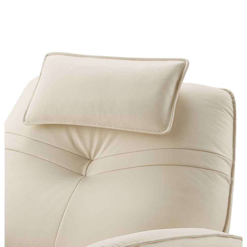 Gymi 39 Inch Swivel Power Recliner with Phone Holder Cushioned Ivory By Casagear Home BM315038