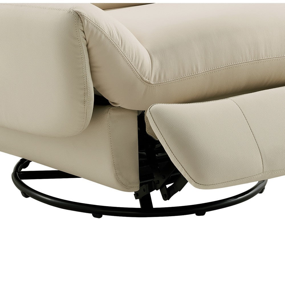 Femi 39 Inch Swivel Power Recliner Infusion Chair Ivory Tufted Fabric By Casagear Home BM315040