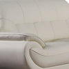 Deni 67 Inch Loveseat Tufted Ivory Real Leather Chrome Metal Legs By Casagear Home BM315043