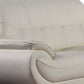 Deni 67 Inch Loveseat Tufted Ivory Real Leather Chrome Metal Legs By Casagear Home BM315043