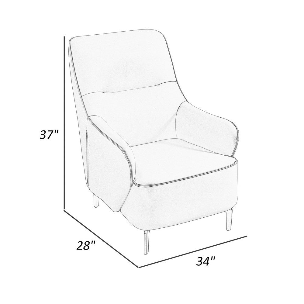 Lavy Accent Chair Armchair Tall Back Cream Real Leather Upholstery By Casagear Home BM315053