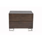 Sam 20 Inch Nightstand 2 Drawers Espresso Brown High Polished Metal Legs By Casagear Home BM315059