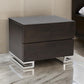 Sam 20 Inch Nightstand, 2 Drawers, Espresso Brown, High Polished Metal Legs By Casagear Home