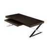 Rix 48 Inch Coffee Table 1 Drawer X Shape Steel Legs Espresso Brown Wood By Casagear Home BM315063