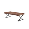 Rix 48 Inch Coffee Table 1 Drawer X Shape Steel Legs Walnut Brown Wood By Casagear Home BM315064