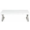 Rix 48 Inch Coffee Table, 1 Drawer, X Shaped Steel Legs, White Wood Top By Casagear Home