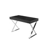 Rix 47 Inch Office Desk, Black Wood Top, 2 Drawers, X Polished Steel Legs By Casagear Home