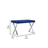 Rix 47 Inch Office Desk Navy Wood Top 2 Drawers X Polished Steel Legs By Casagear Home BM315068