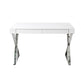 Rix 47 Inch Office Desk White Wood Top 2 Drawers X Polished Steel Legs By Casagear Home BM315070