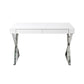 Rix 47 Inch Office Desk White Wood Top 2 Drawers X Polished Steel Legs By Casagear Home BM315070