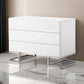 Sam 39 Inch Dresser with 3 Drawers, Chrome Steel Legs, White Wood Finish By Casagear Home