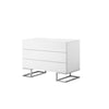 Sam 39 Inch Dresser with 3 Drawers, Chrome Steel Legs, White Wood Finish By Casagear Home