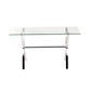 Tia 51 Inch Console Table Rectangular Tempered Glass Top X Steel Legs By Casagear Home BM315078