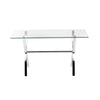 Tia 51 Inch Console Table Rectangular Tempered Glass Top X Steel Legs By Casagear Home BM315078