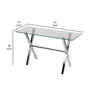 Tia 51 Inch Console Table Rectangular Tempered Glass Top X Steel Legs By Casagear Home BM315078