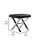 Tia 20 Inch Accent Stool Ottoman Black Faux Leather Polished Chrome Legs By Casagear Home BM315082