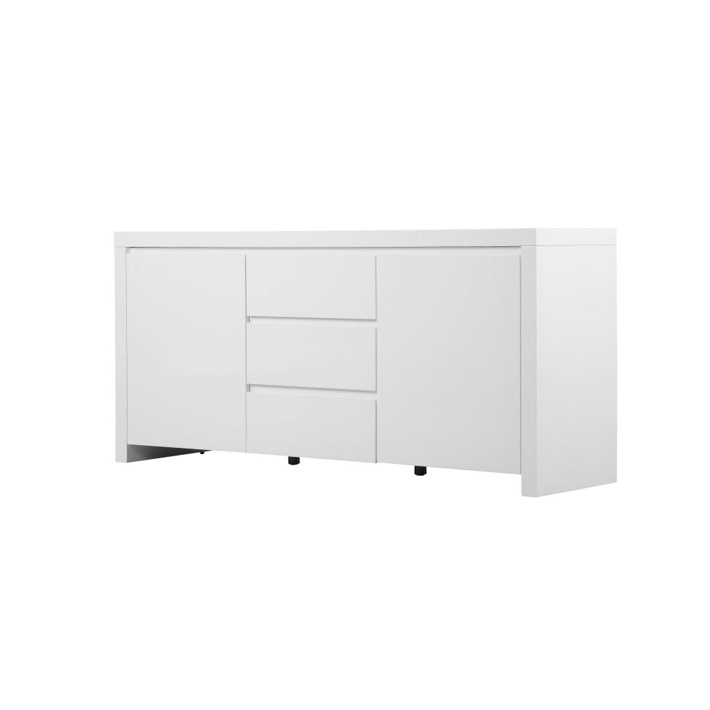 Ross 63 Inch Buffet Console Cabinet 2 Doors and 3 Drawers White Wood By Casagear Home BM315083