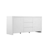 Ross 63 Inch Buffet Console Cabinet, 2 Doors and 3 Drawers, White Wood By Casagear Home