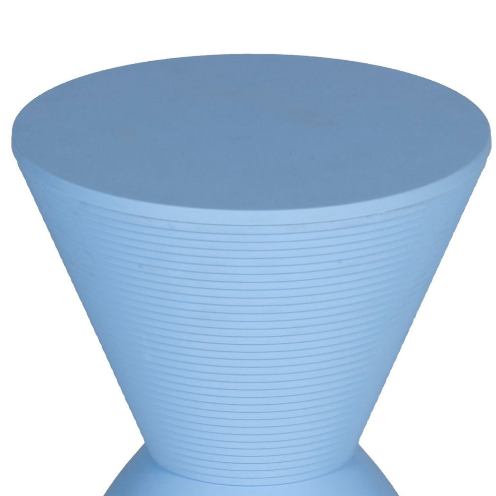 Hillary 17 Inch Side Table Indoor Outdoor Hourglass Shape Blue Finish By Casagear Home BM315085