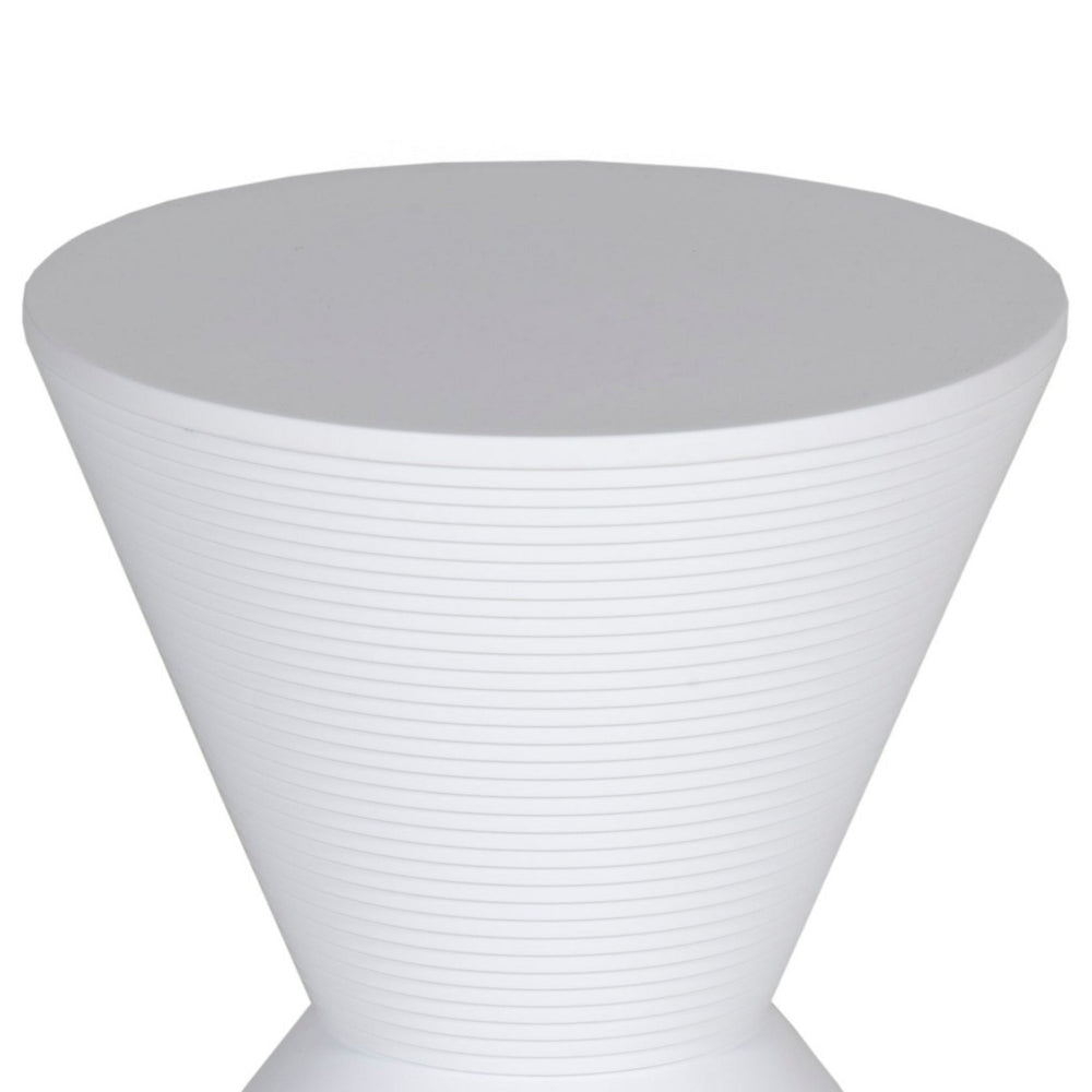 Hillary 17 Inch Side Table Indoor Outdoor Hourglass Shape White Finish By Casagear Home BM315088