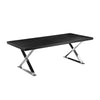 Rix 87 Inch Dining Table, Black Wood Top, X Chrome Finished Steel Legs By Casagear Home