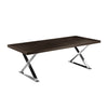 Rix 87 Inch Dining Table Espresso Brown Wood Top X Chrome Steel Legs By Casagear Home BM315090