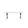 Rix 87 Inch Dining Table White Wood Top X Chrome Finished Steel Legs By Casagear Home BM315091