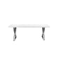 Rix 87 Inch Dining Table White Wood Top X Chrome Finished Steel Legs By Casagear Home BM315091