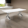 Rix 87 Inch Dining Table, White Wood Top, X Chrome Finished Steel Legs By Casagear Home