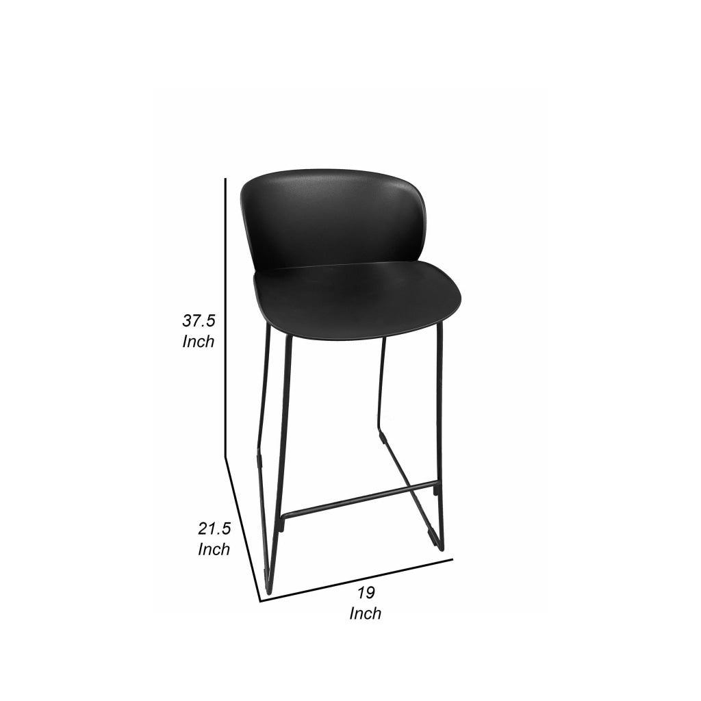 Sia 30 Inch Barstool Chair Set of 2 Black Seat and Back Metal Base By Casagear Home BM315092