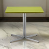 Eva 24 Inch Side End Table, Square Green Lacquer, Crossed Chrome Steel By Casagear Home