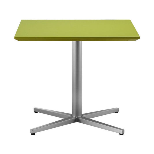 Eva 24 Inch Side End Table, Square Green Lacquer, Crossed Chrome Steel By Casagear Home