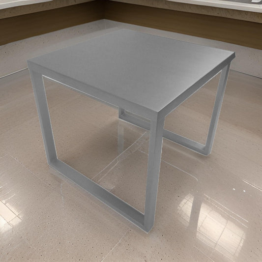 Tom 22 Inch Side End Table, Square Top, Square Legs, Gray Brushed Metal By Casagear Home