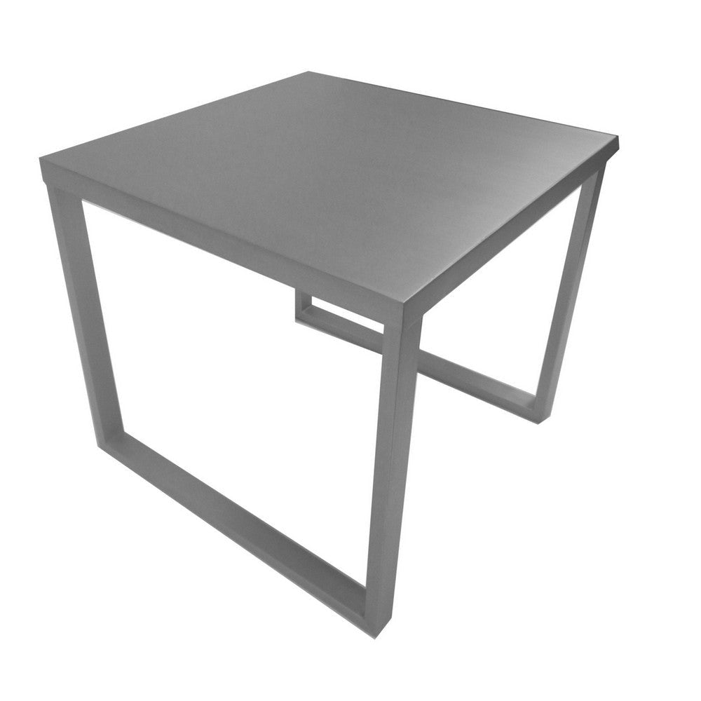 Tom 22 Inch Side End Table Square Top Square Legs Gray Brushed Metal By Casagear Home BM315101