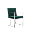 Boly 22 Inch Dining Armchair Green Velvet Cushions Chrome Steel Frame By Casagear Home BM315102