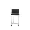 Boly 26 Inch Counter Height Chair Black Faux Leather Chrome Steel By Casagear Home BM315108